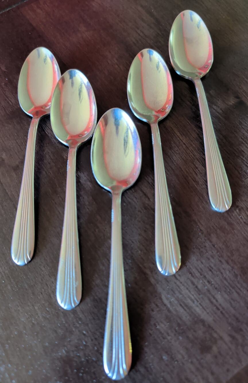 Vintage Silco Stainless Steel EMPIRE USA 5 Teaspoons International Silver MCM